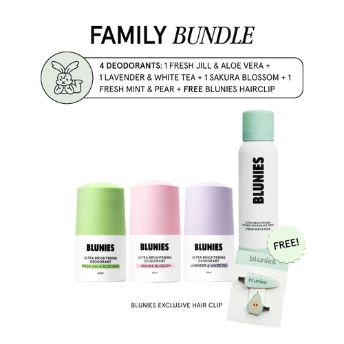 Ultra Brightening Deodorant Family Bundle (1x Fresh Jill & Aloe Vera + 1x Lavender & White Tea + 1x Sakura Blossom, 1x Fresh Mint & Pear)
